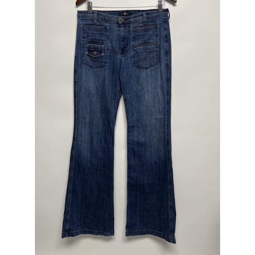 7 for All Mankind Womens Georgia Flare Wide Leg Jeans Sz 29 30x 33.5‎ Retro Bell
